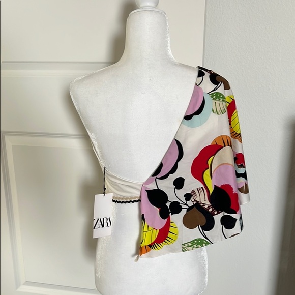 NWT Zara Floral One Shoulder Top Size Small - Picture 5 of 8